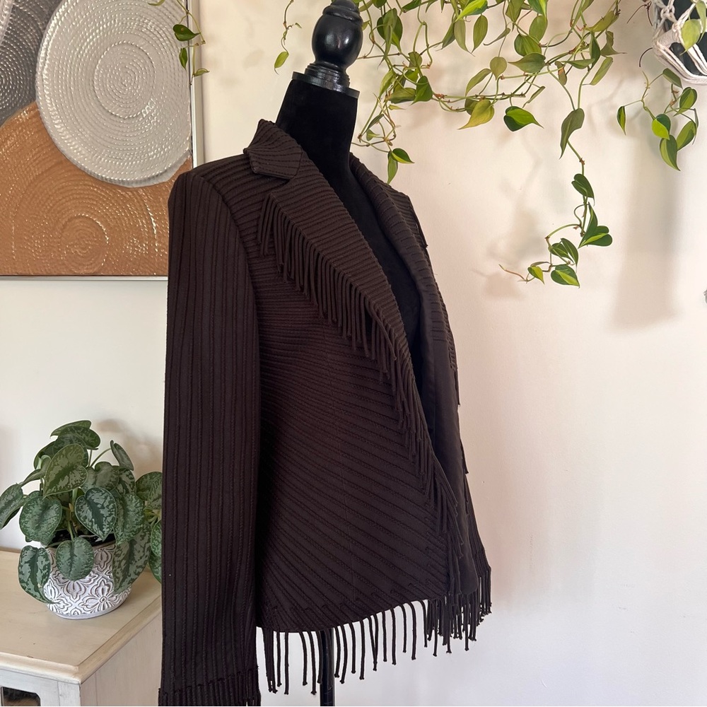 Vintage Company by Ellen Tracy Women’s Black Fringed Jacket/Blazer Size 12 - Picture 6 of 9
